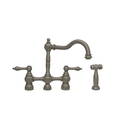 Whitehaus Bridge Faucet W/ Long Traditional Swivel Spout, Lvr Handles And Brass S WHEGB-34656-BN